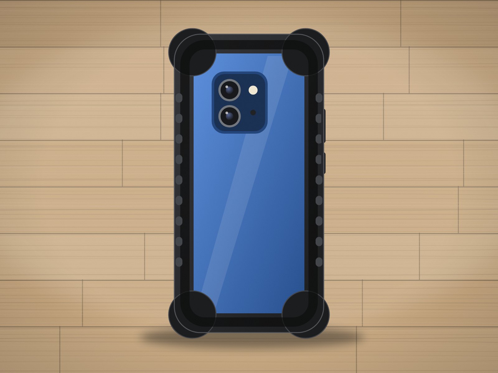 Blue phone in a rugged case